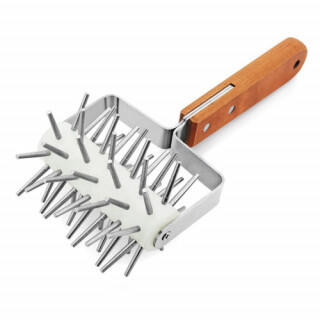 Ролик для наколки теста с деревянной ручкой 12,5 см, нержавейка,